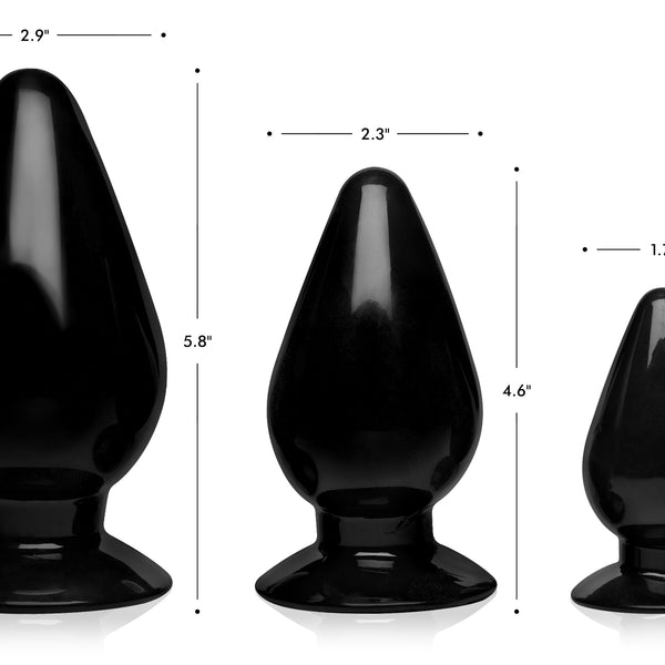 Triple Cones 3 Piece Anal Plug Set - Black