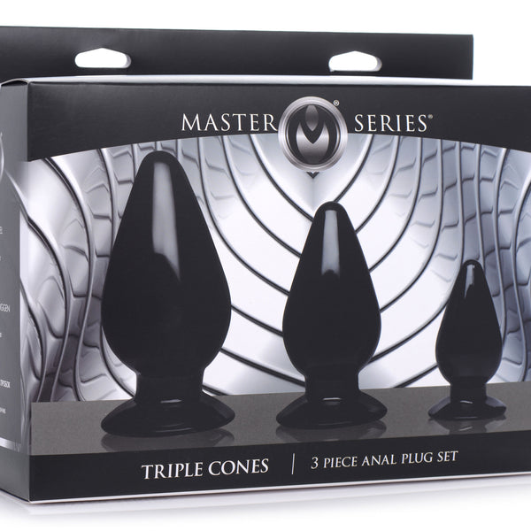 Triple Cones 3 Piece Anal Plug Set - Black