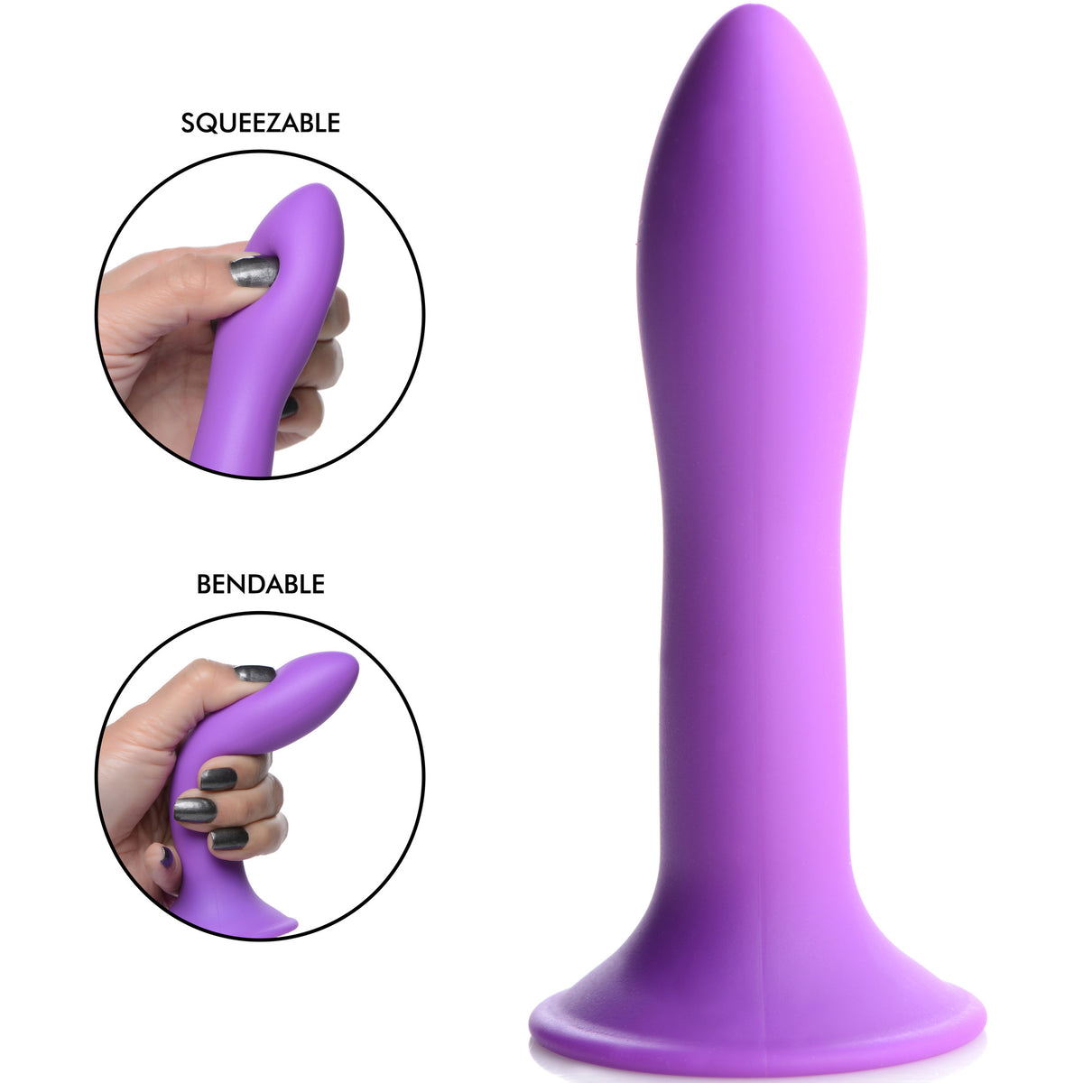 Squeezable Slender Dildo - Purple