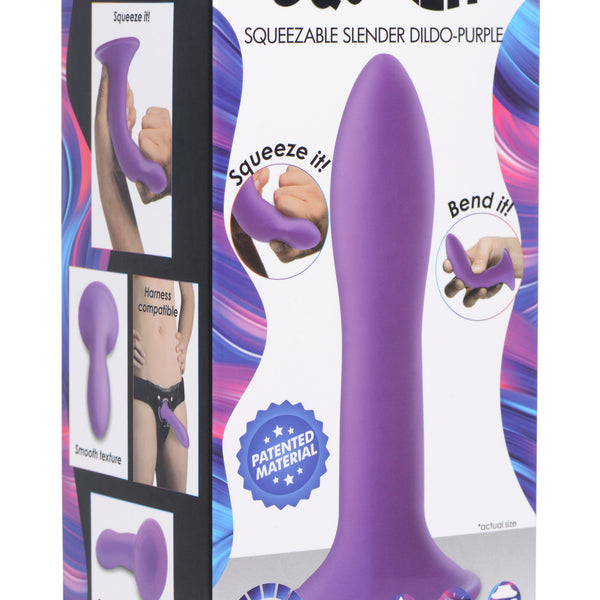 Squeezable Slender Dildo - Purple