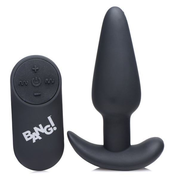 Remote Control 21X Vibrating Silicone Butt Plug - Black