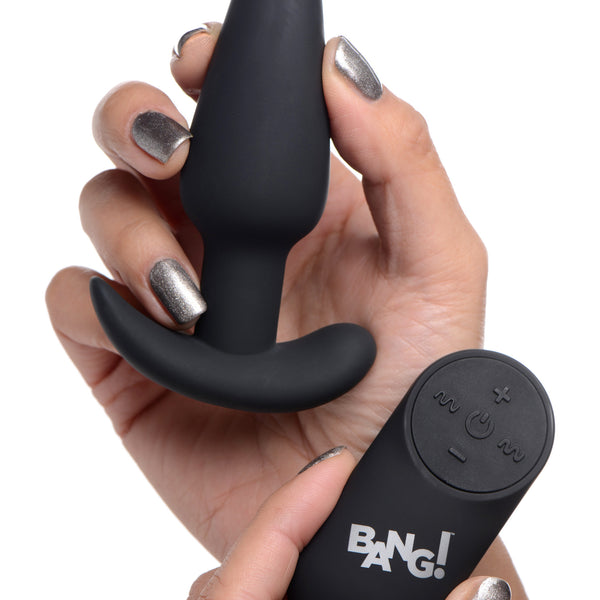 Remote Control 21X Vibrating Silicone Butt Plug - Black