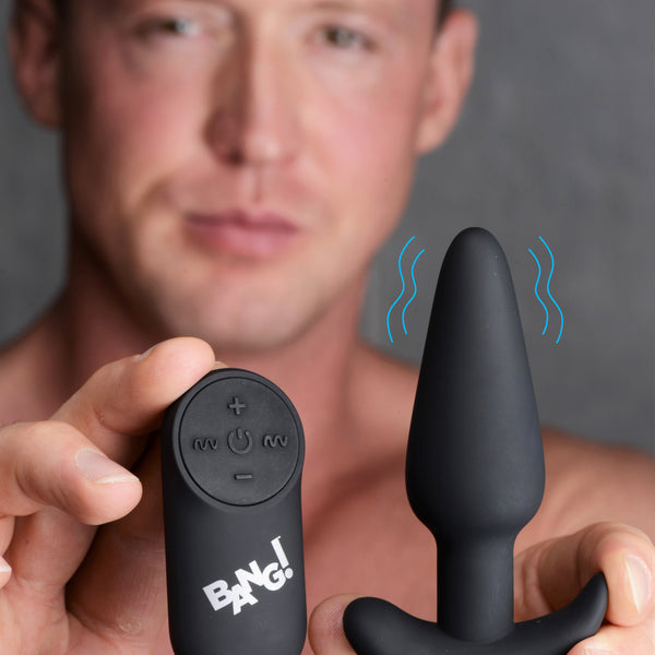 Remote Control 21X Vibrating Silicone Butt Plug - Black