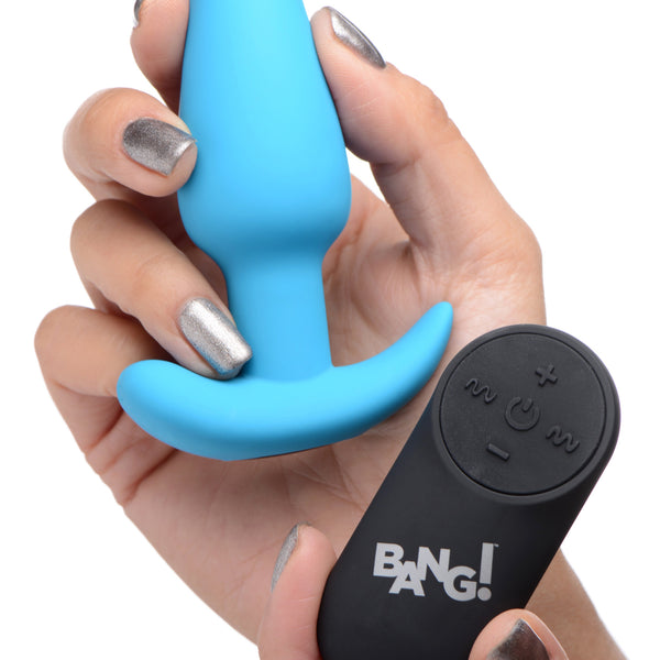 Remote Control 21X Vibrating Silicone Butt Plug - Blue