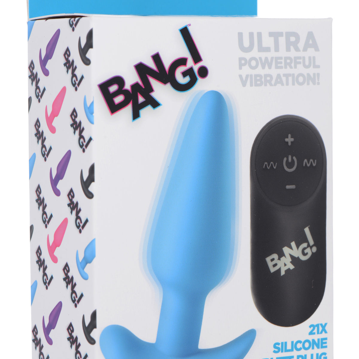 Remote Control 21X Vibrating Silicone Butt Plug - Blue