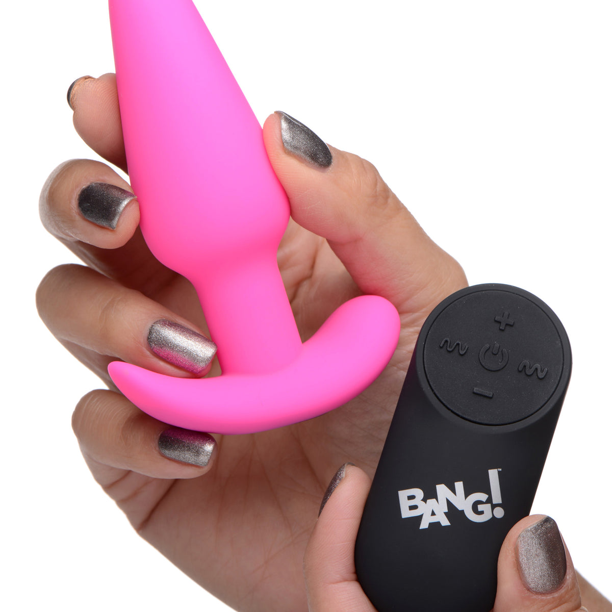 Remote Control 21X Vibrating Silicone Butt Plug - Pink