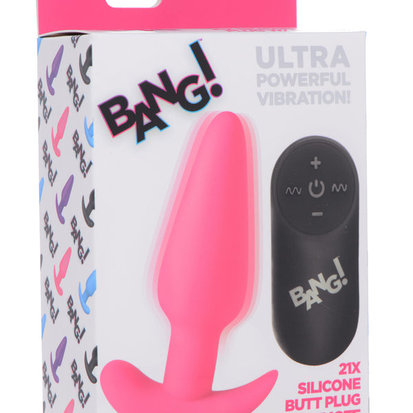 Remote Control 21X Vibrating Silicone Butt Plug - Pink