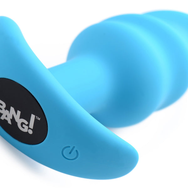 Remote Control 21X Vibrating Silicone Swirl Butt Plug - Blue