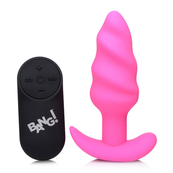 Remote Control 21X Vibrating Silicone Swirl Butt Plug - Pink