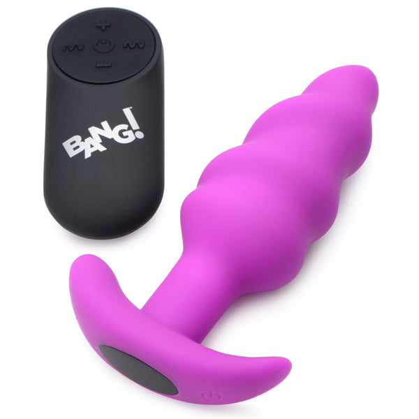 Remote Control 21X Vibrating Silicone Swirl Butt Plug - Purple