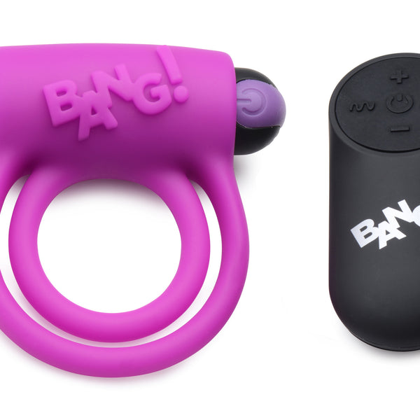 Remote Control 28X Vibrating Cock Ring and Bullet - Purple