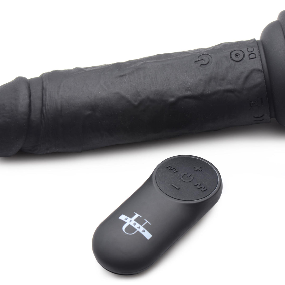 Power Player 28X Vibrating Silicone Dildo with Remote - Black