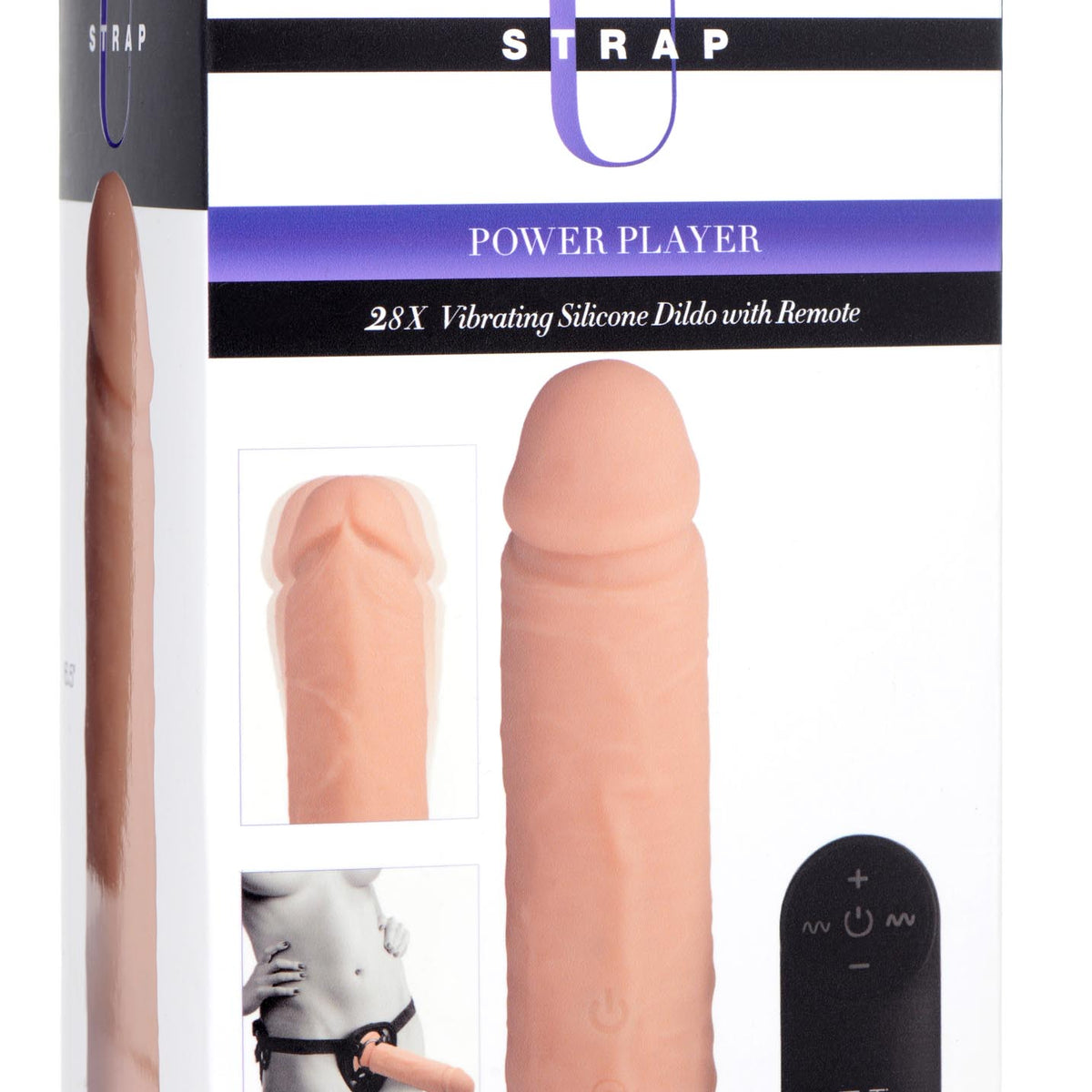 Power Player 28X Vibrating Silicone Dildo with Remote - Light