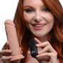 Power Player 28X Vibrating Silicone Dildo with Remote - Light