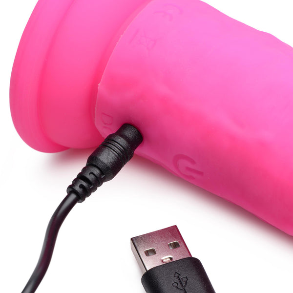 Power Player 28X Vibrating Silicone Dildo with Remote - Pink