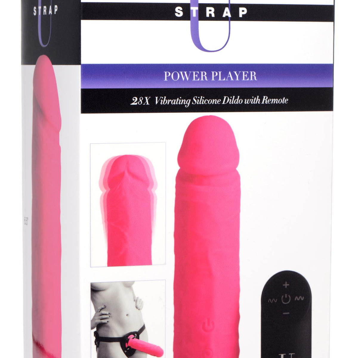 Power Player 28X Vibrating Silicone Dildo with Remote - Pink