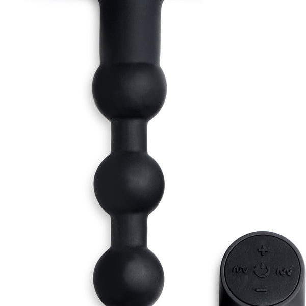 Remote Control Vibrating Silicone Anal Beads - Black