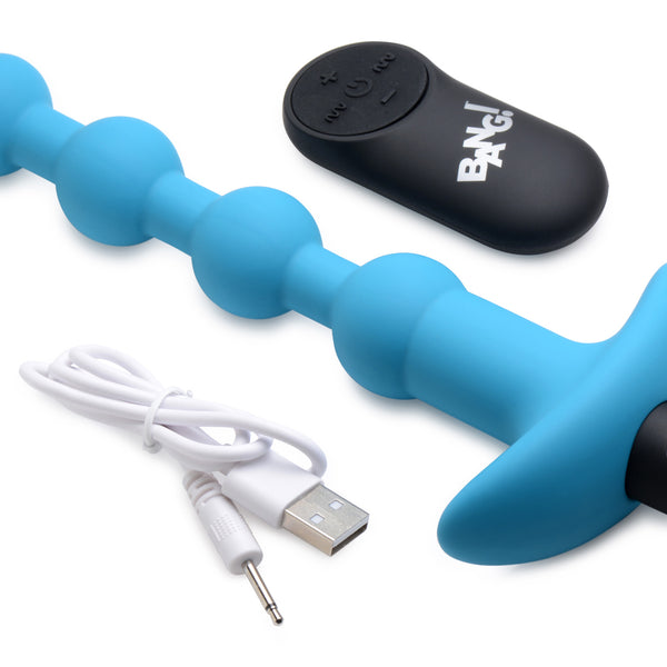 Remote Control Vibrating Silicone Anal Beads - Blue