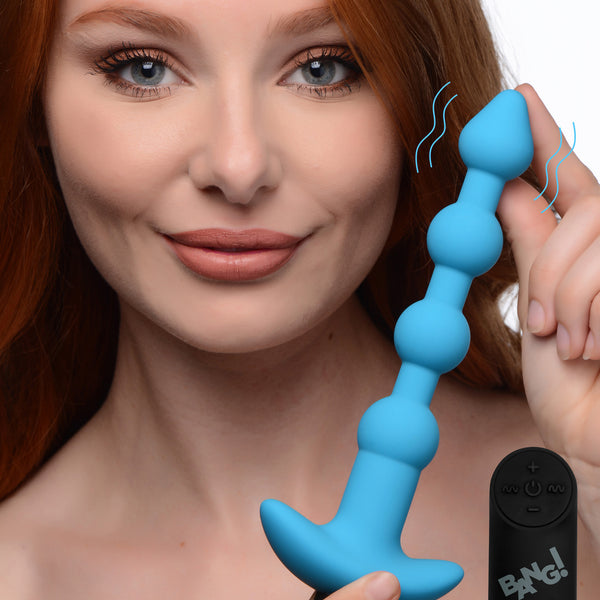 Remote Control Vibrating Silicone Anal Beads - Blue - Royal Sins Remote Control Vibrating Silicone Anal Beads - Blue - Royal Sins