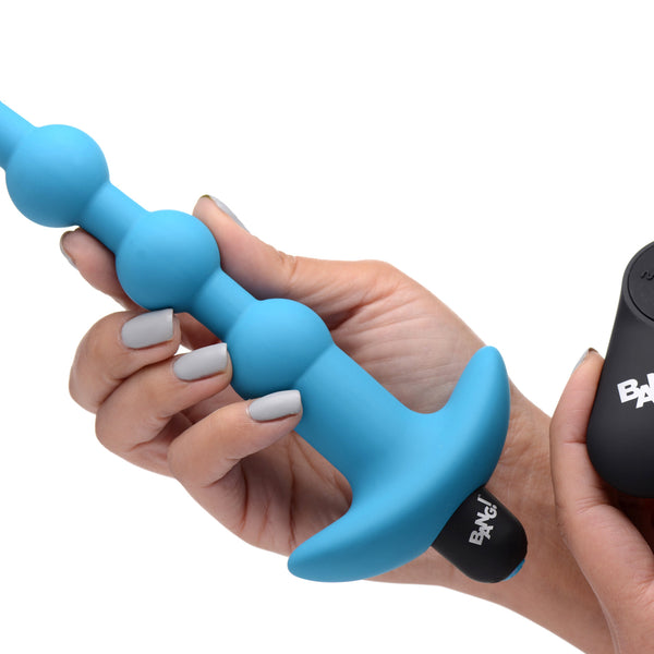 Remote Control Vibrating Silicone Anal Beads - Blue