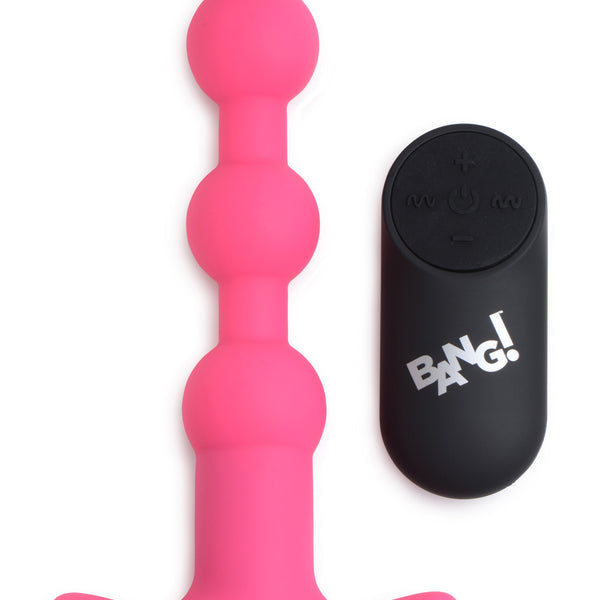 Remote Control Vibrating Silicone Anal Beads - Pink