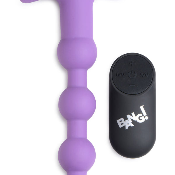 Remote Control Vibrating Silicone Anal Beads - Purple