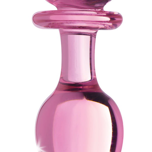 Pink Rose Glass Anal Plug - Large