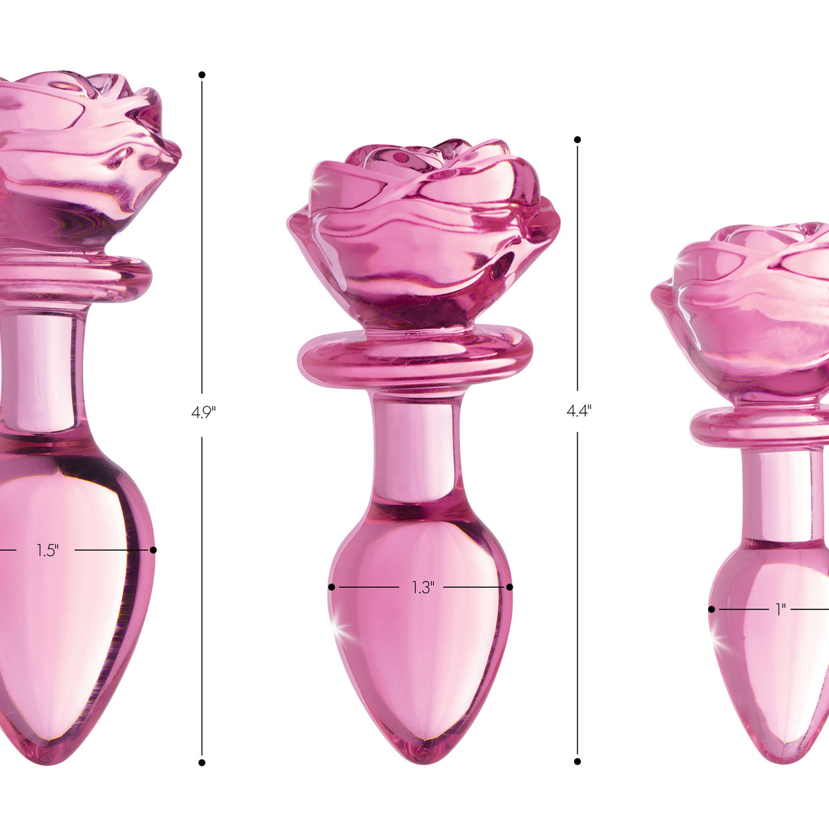 Pink Rose Glass Anal Plug - Medium