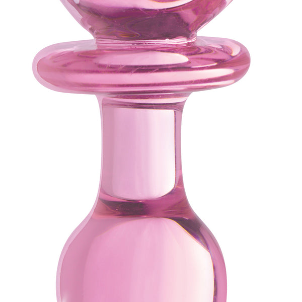 Pink Rose Glass Anal Plug - Medium