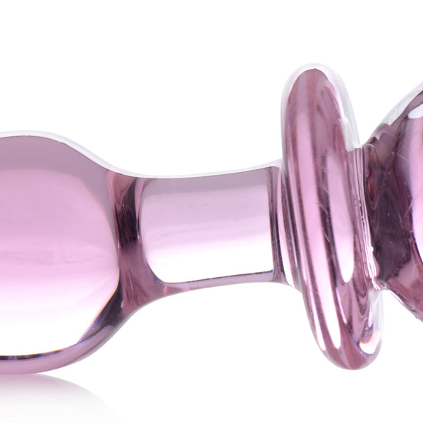 Pink Rose Glass Anal Plug - Medium