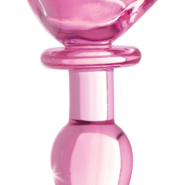 Pink Rose Glass Anal Plug - Small