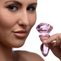 Pink Rose Glass Anal Plug - Small