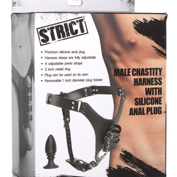 Male Chastity Harness with Silicone Anal Plug