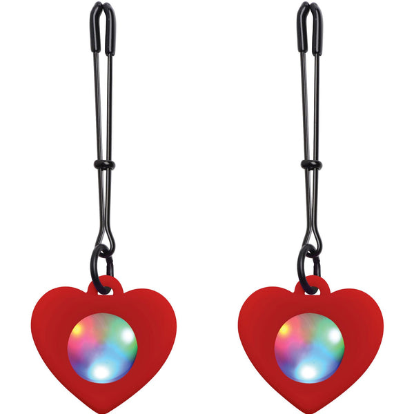 Silicone Light Up Heart Tweezer Nipple Clamps