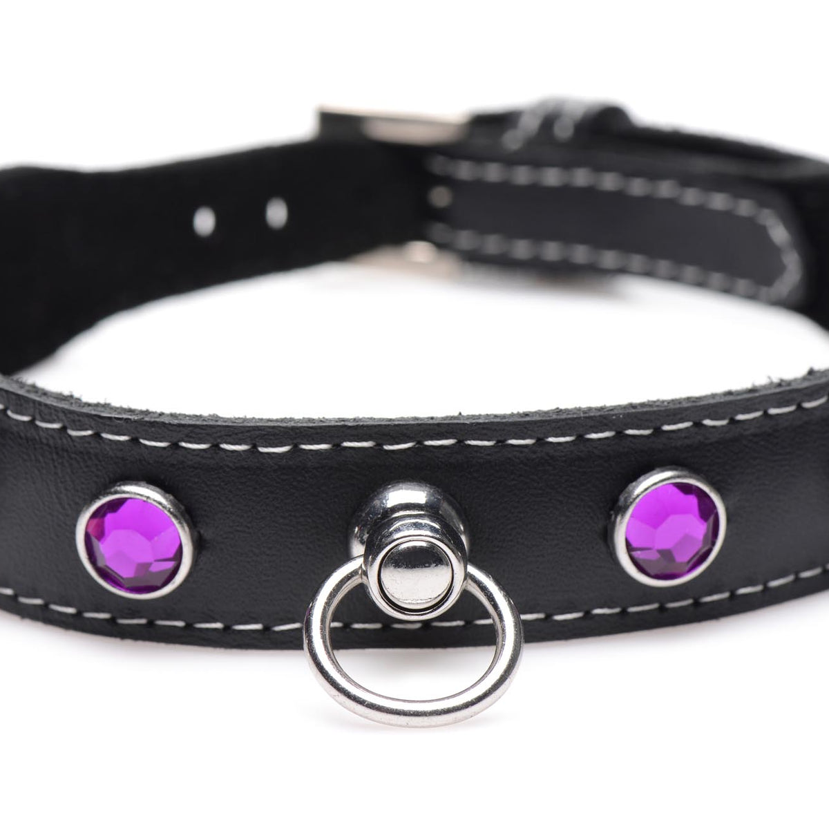 Royal Vixen Leather Choker with Rhinestones - Purple