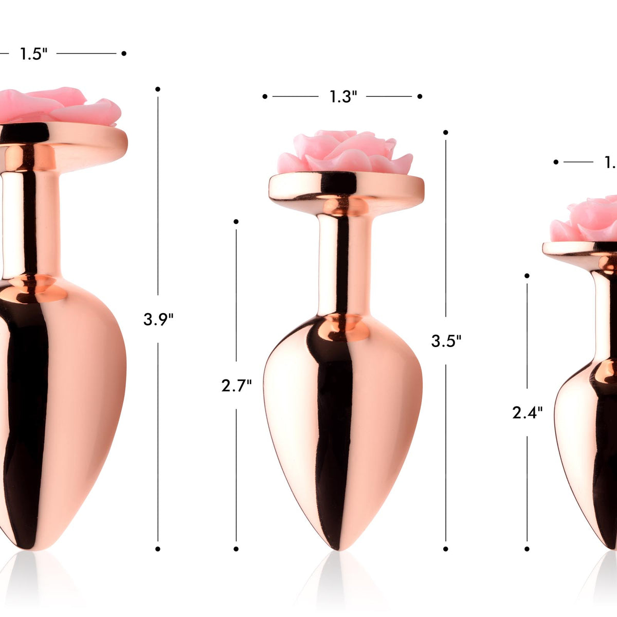 Rose Gold Anal Plug with Pink Flower - Small