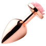 Rose Gold Anal Plug with Pink Flower - Medium