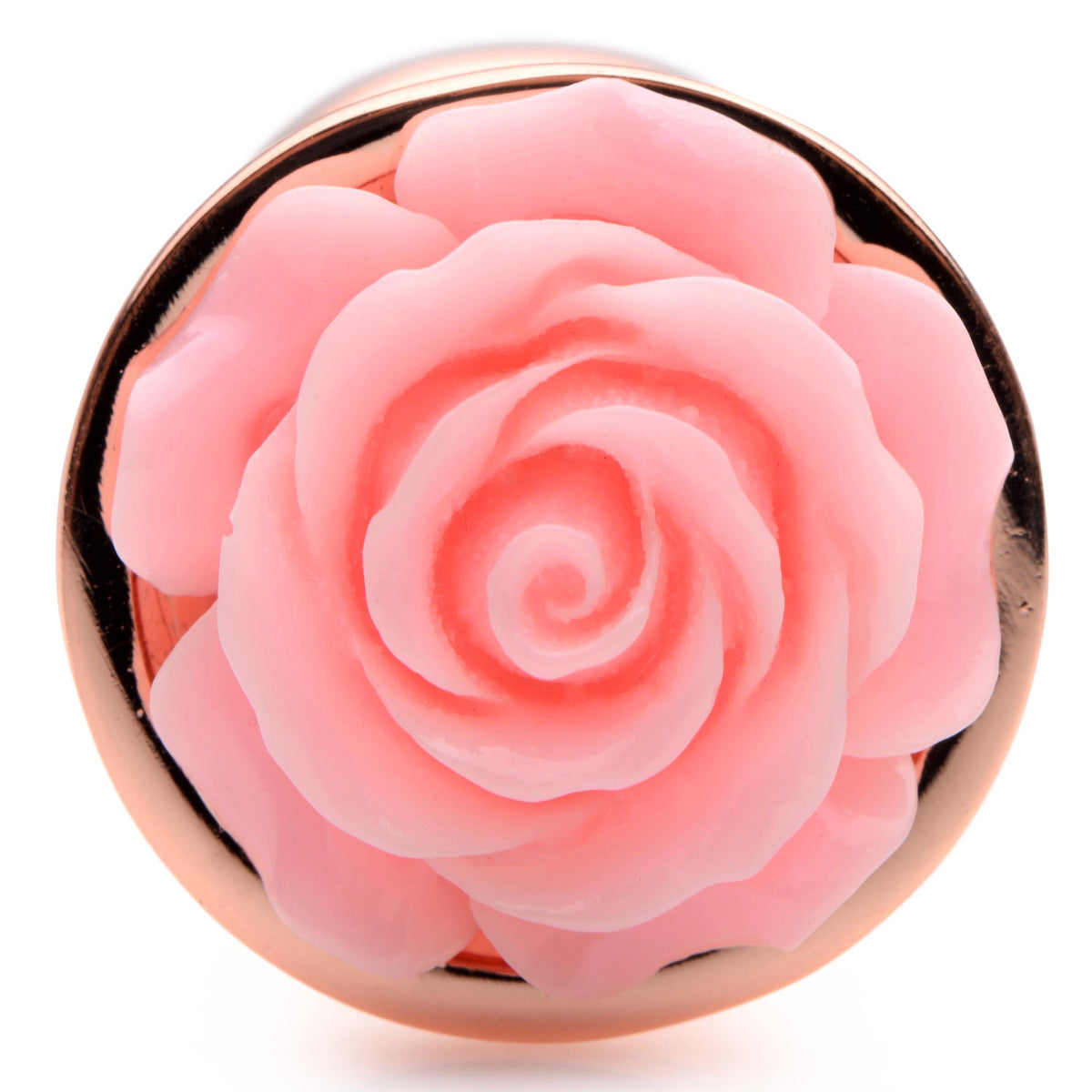 Rose Gold Anal Plug with Pink Flower - Small