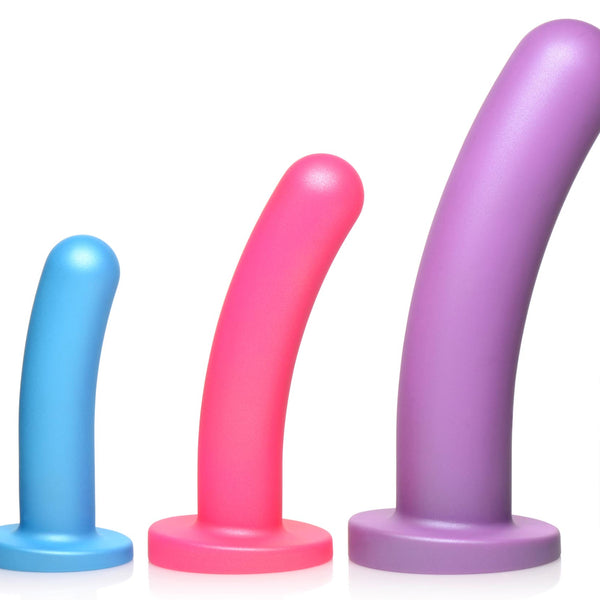 Triple Peg 28X Vibrating Silicone Dildo Set with Remote Control