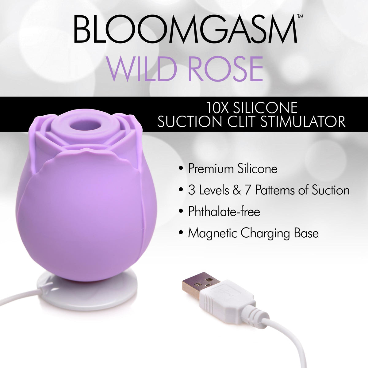 Bloomgasm Wild Rose 10X Suction Clit Stimulator - Purple