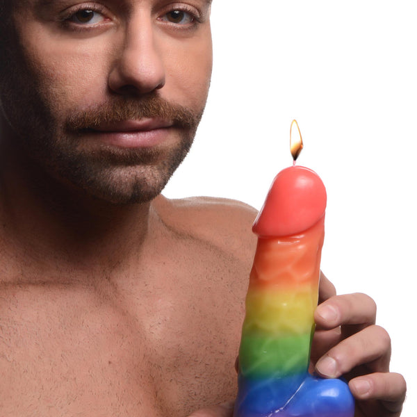 Pride Pecker Dick Drip Candle - Rainbow