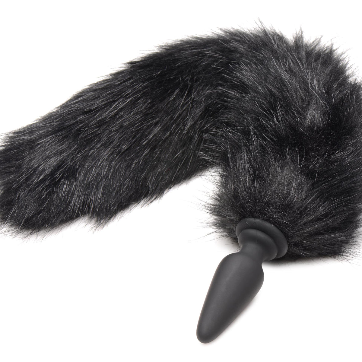 Small Anal Plug with Interchangeable Fox Tail - Black