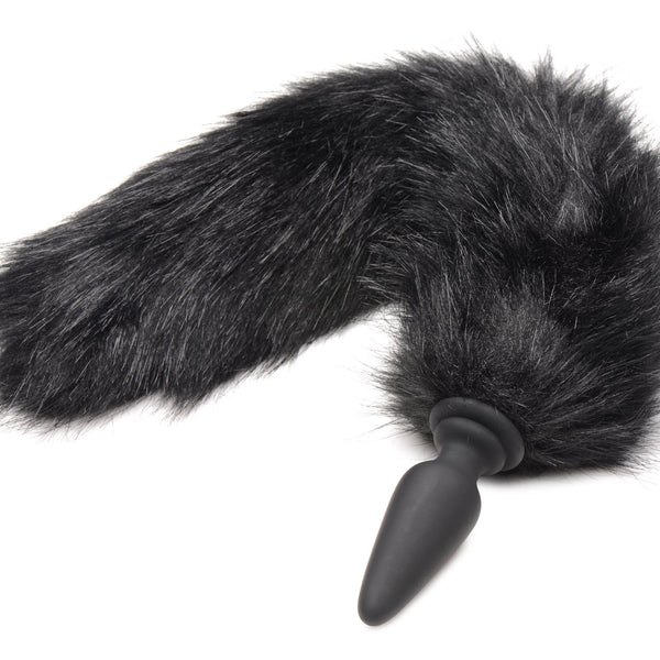 Small Anal Plug with Interchangeable Fox Tail - Black