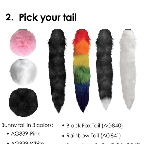 Small Anal Plug with Interchangeable Fox Tail - Black