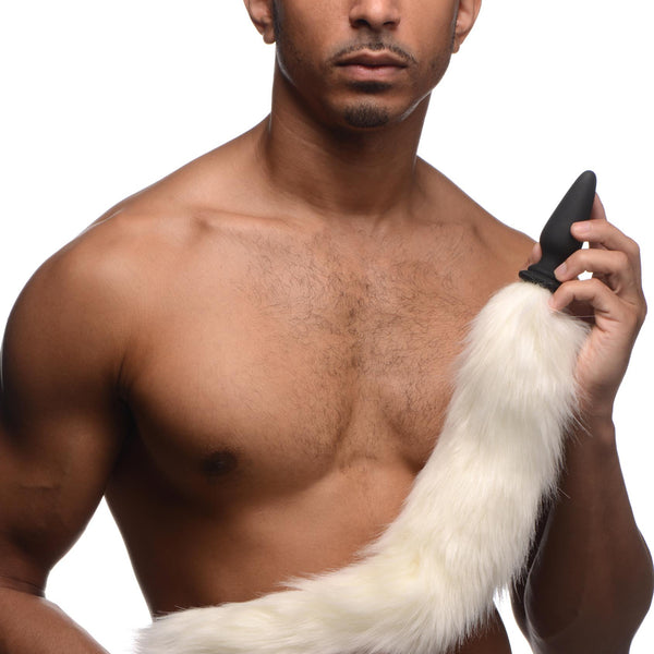 Small Anal Plug with Interchangeable Fox Tail - White