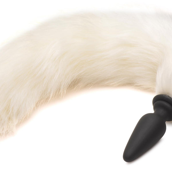 Small Anal Plug with Interchangeable Fox Tail - White