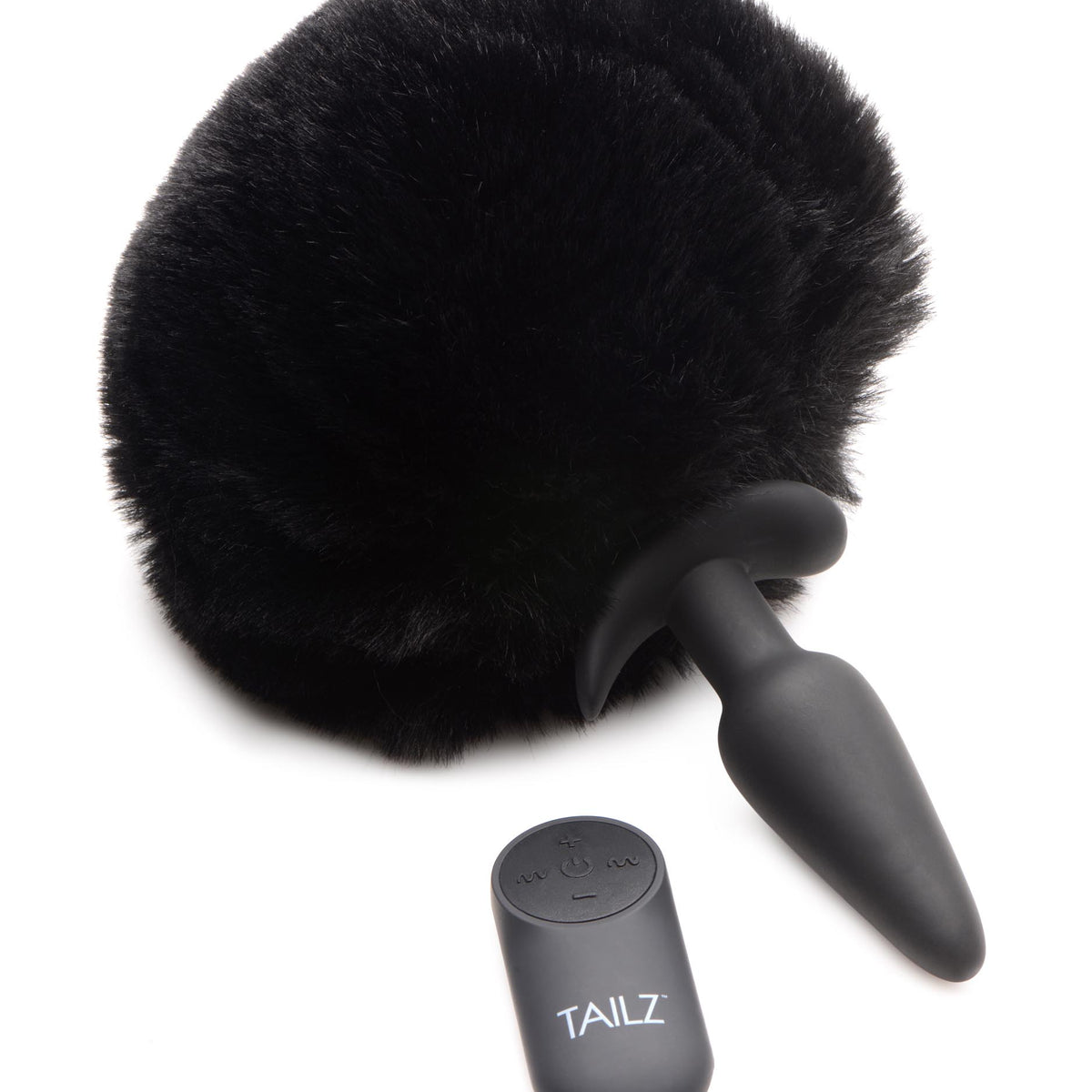 Small Vibrating Anal Plug with Interchangeable Bunny Tail - Black