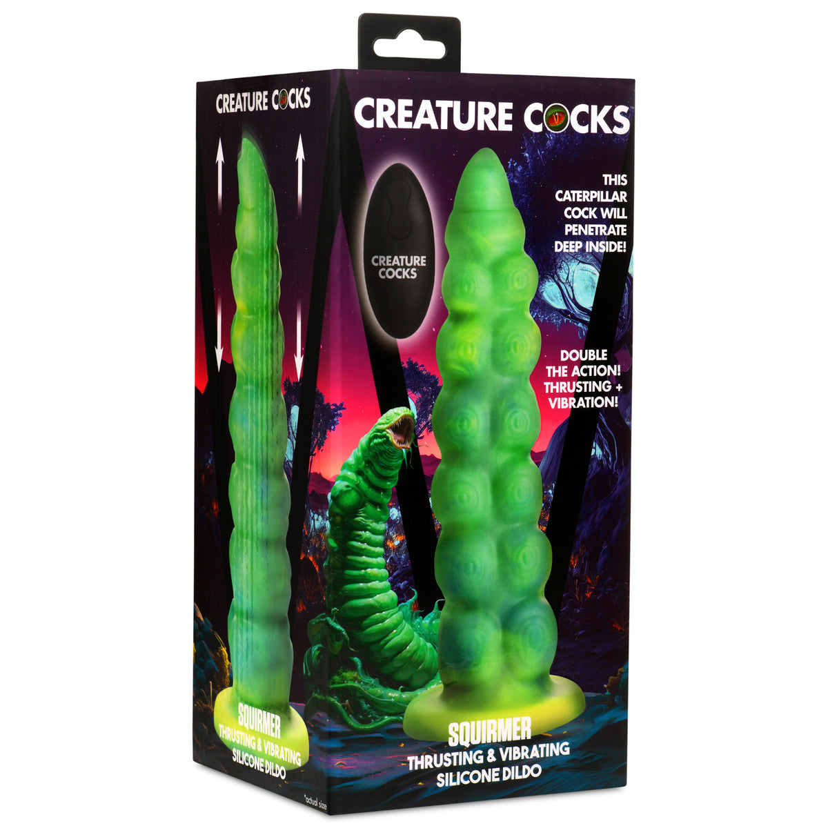 Squirmer Thrusting and Vibrating Silicone Dildo