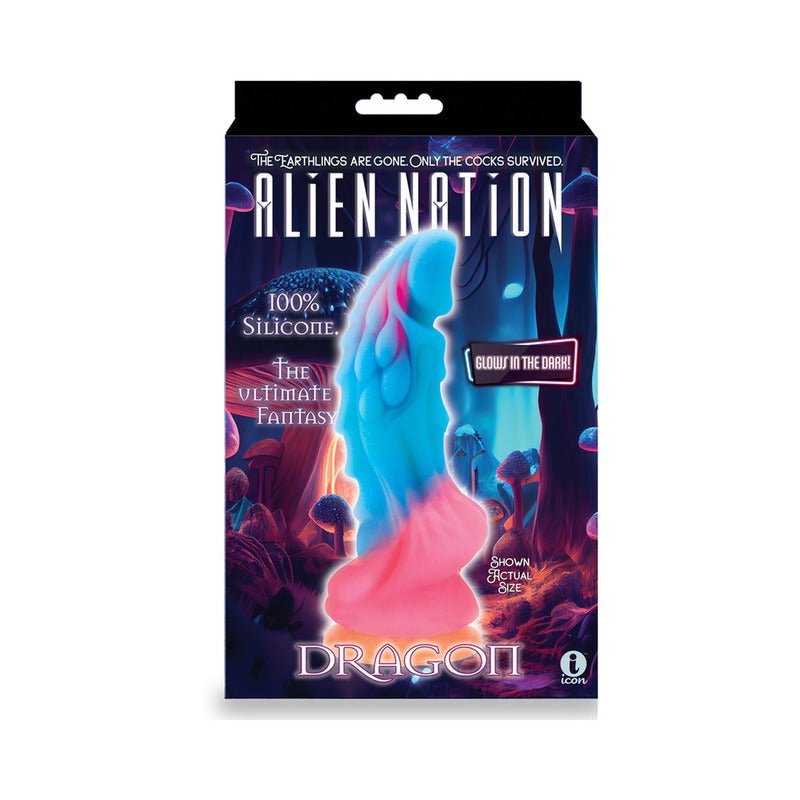 AlienNation Glow Dragon 9 in. Silicone Glow - in - the - Dark Dildo - Royal Sins