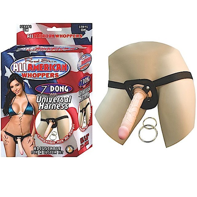 All American Whoppers 7in. Dong With Universal Harness - Royal Sins